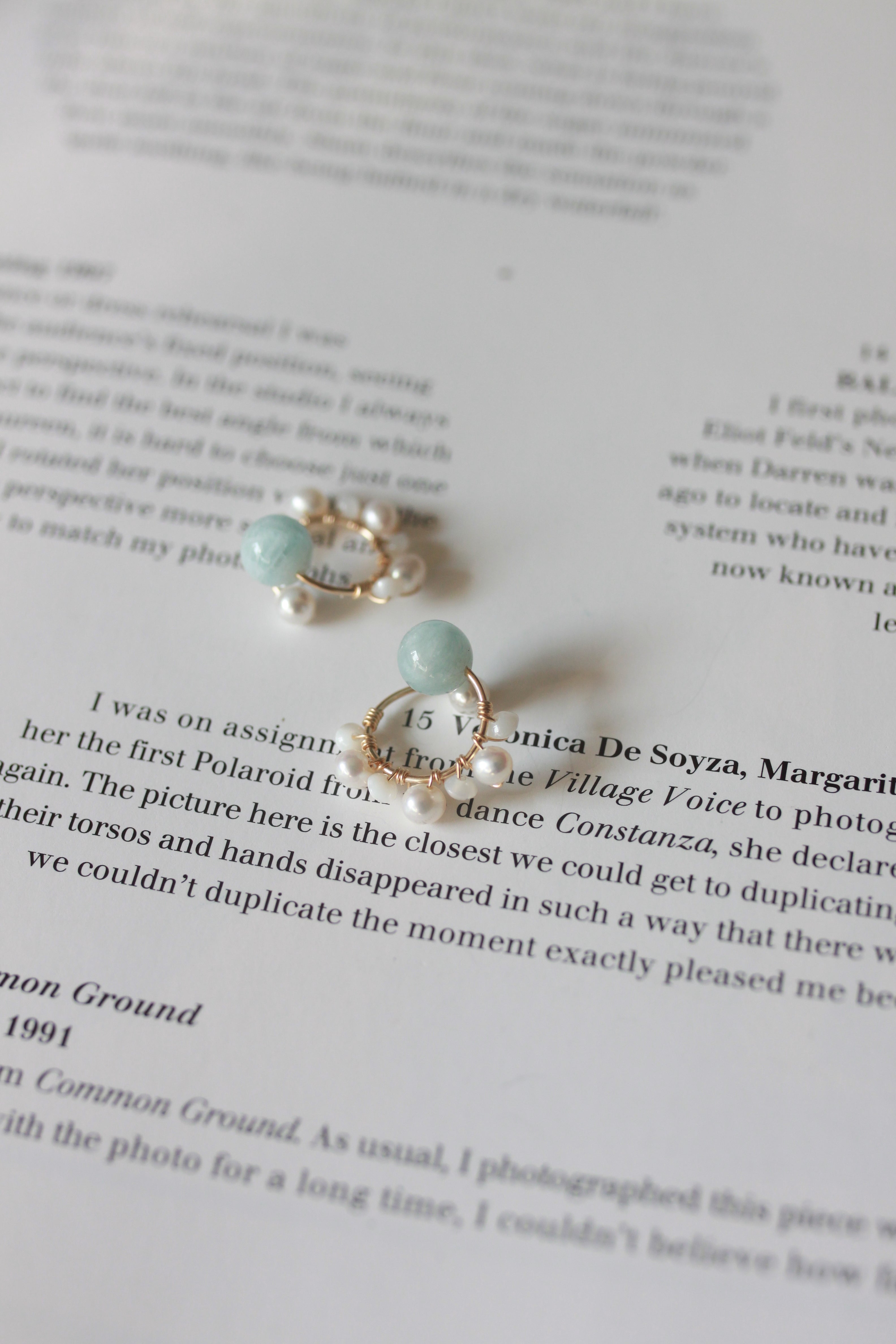 甜美派-海水藍寶/淡水珍珠 珠貝 耳夾耳針耳環